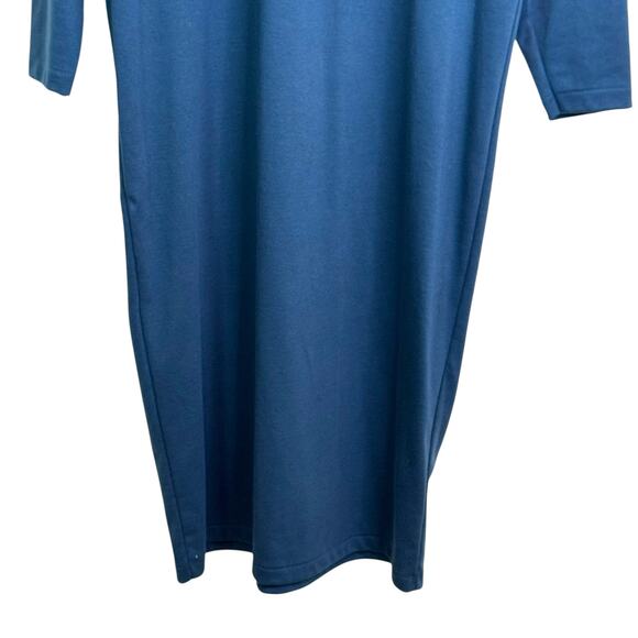 L.L. Bean Made in USA Size Medium Petite Teal Mock Neck Long Sleeve Midi Dress - Picture 4 of 7